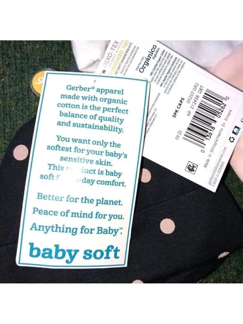 NWT Infant 0-6M Gerber Organic Baby Bonnet Hat Bundle